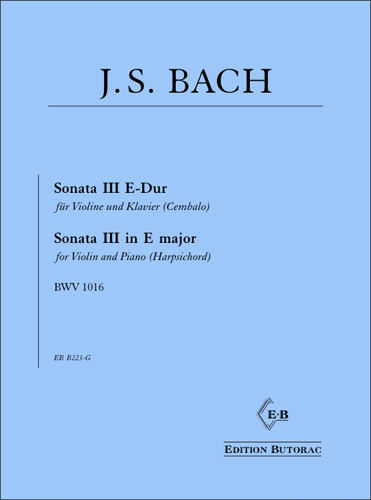 Cover - Bach, Sonate Nr. 3 E-Dur (BVW 1016)